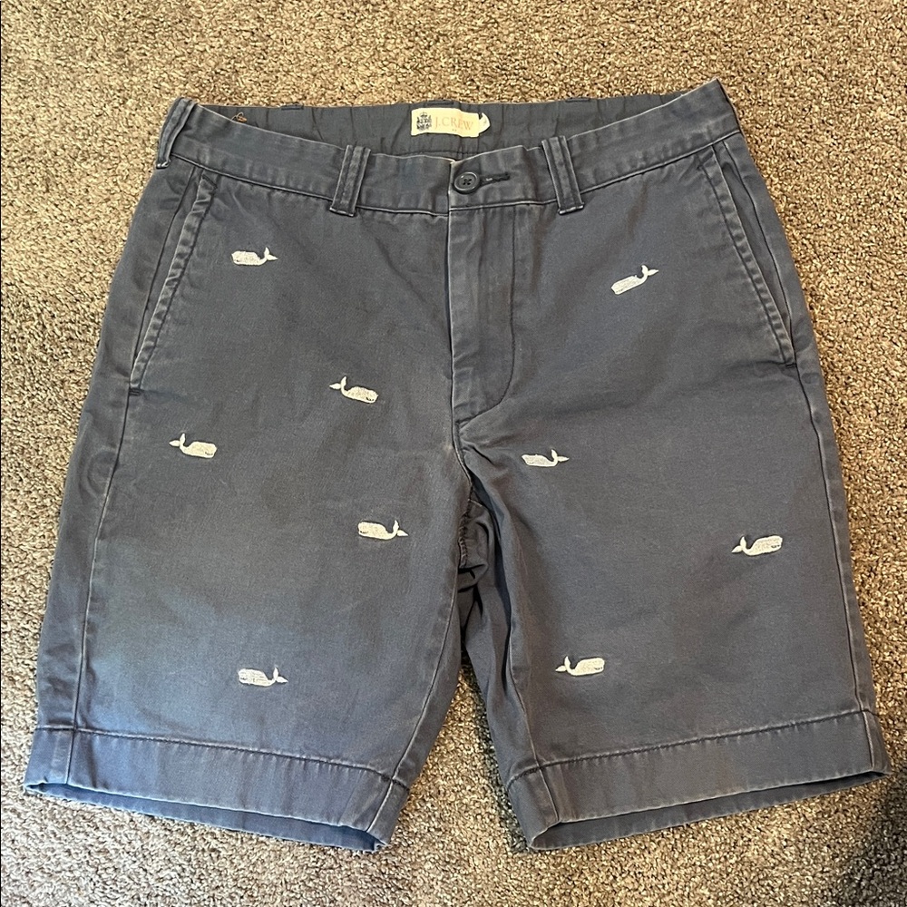 J.Crew 100% cotton blue khaki shorts with embroidered whales